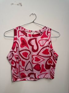 Retro Heart Print Tank Top