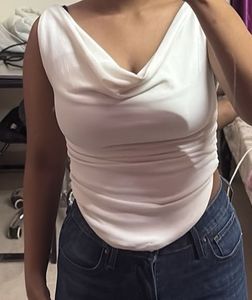 White Ruched Cowl neck Multi Way Top