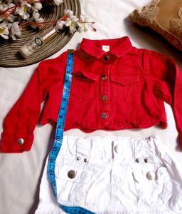 V, Beautiful Baby Girl Dress Red Jacket Nd, Skirt
