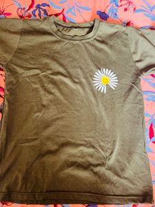 Olive Green Daisy Tee