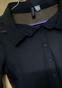 H&amp;M Black mesh sheer top + Freebie H&amp;M tee