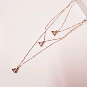 Triple Triangle Rose Gold Necklace