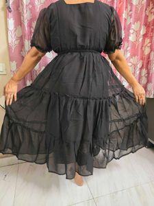 Black Fit And Flair Midi Dress