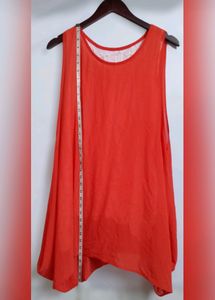 Red Sleeveless Self-Design Tank Top (Women)