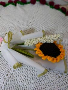 Crochet Sunflower and lavender flower Bouquet