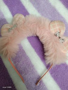 Pink Fluffy Bear Ear Headband