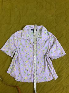 Primark Lavender Stretchy Collared Top Bust 36