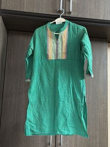 Green Embroidered Kurta
