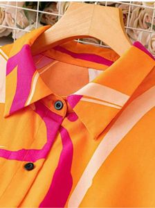 Orange Patterned Shirt Dress