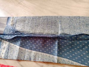 Blue Patterned Saree (Blue With White)new