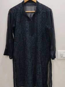 BLACK CHIKANKARI KURTA