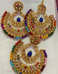 Multi Color Heavy Earrings With Teeka