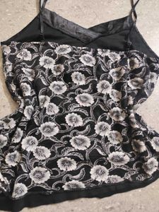 Black Pinteresty Sparkly Floral Cami Top