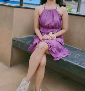 Purple Ruffle Mini Dress