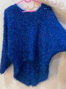 Sparkly Blue Fuzzy Sweater