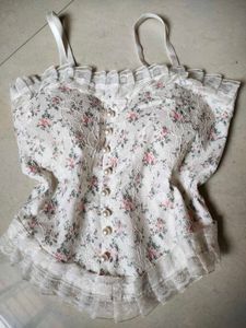 Floral Lace Trim Cami Top