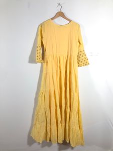 Yellow Printed Long Kurta(Women’s)