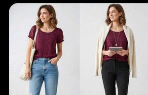 Burgundy Lace Puff Sleeve Top