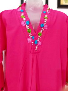 Pink Embroidered Kurta