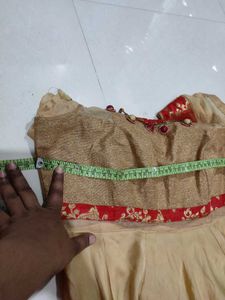 Golden Color Satin Ethnic Gown