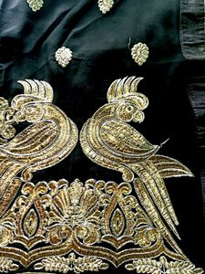 Heavy Work Black Saree