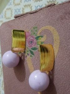 Vintage Gold &amp; Purple Orb Earrings