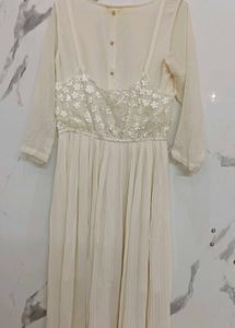 Elegant Korean White Floral Dress
