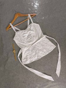 Eyelet Tie-Waist Tank Top