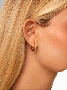 Gold Rhinestone Spiral Hoop Earrings