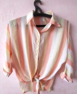 Striped Tie-Front Shirt