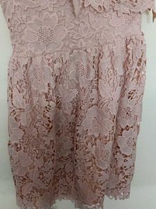 Cream Coloured Light Pink Lacy Dress