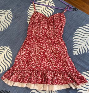 Red Floral Mini Dress Size S