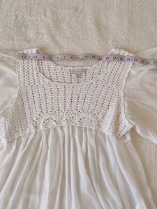 White Crochet Detail Top