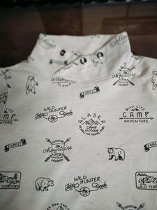 White Woolen T Shirt For 8-10 Year Old Boy