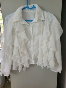 Ruffled White Top
