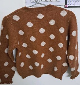 Polka Dot Ruffle Sleeve Sweater