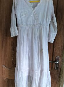 White Embroidered Chickenkari Kurta Set