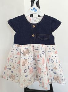 Cute Denim & Tribal Print Baby Dress