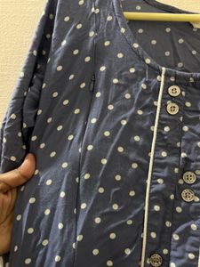 Feeding Kurthi Blue Polka Dot Dress