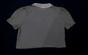 Striped Top with Lace Collar