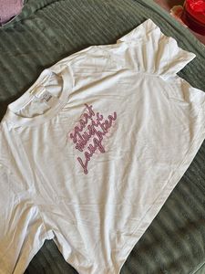White Graphic Print Tee