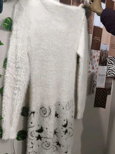 Fluffy White Sweater Dress