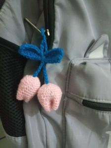 Crochet Cherry Keychain