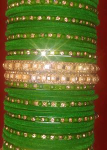 Green &amp; Gold Bangle Set