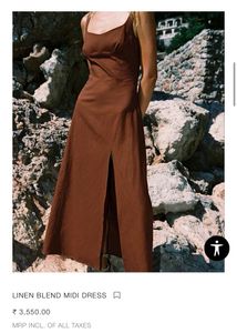 LINEN BLEND MIDI DRESS