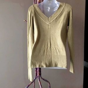 Green V-Neck Knit Sweater