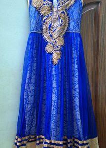 Blue & Gold Embroidered Saree