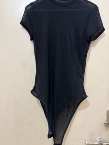Sheer Black Bodysuit Top