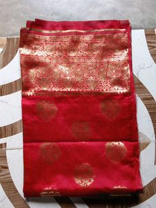 red and golden work sarees