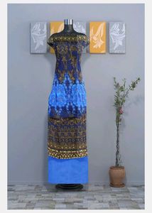Elegant Blue Floral Kurta Unstitched